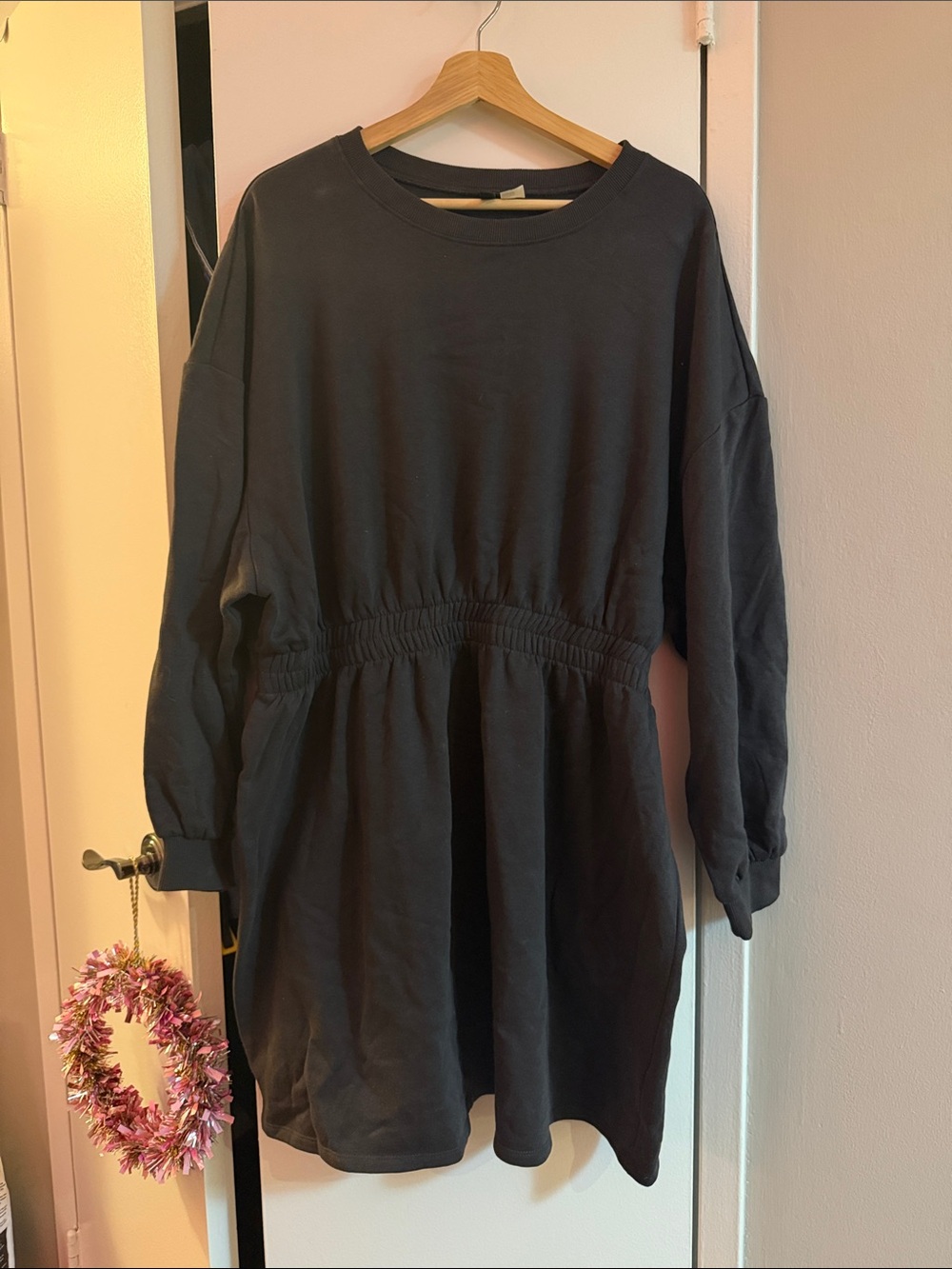 HM+ Grey Sweatshirt Dress with Elastic Waist 2XL